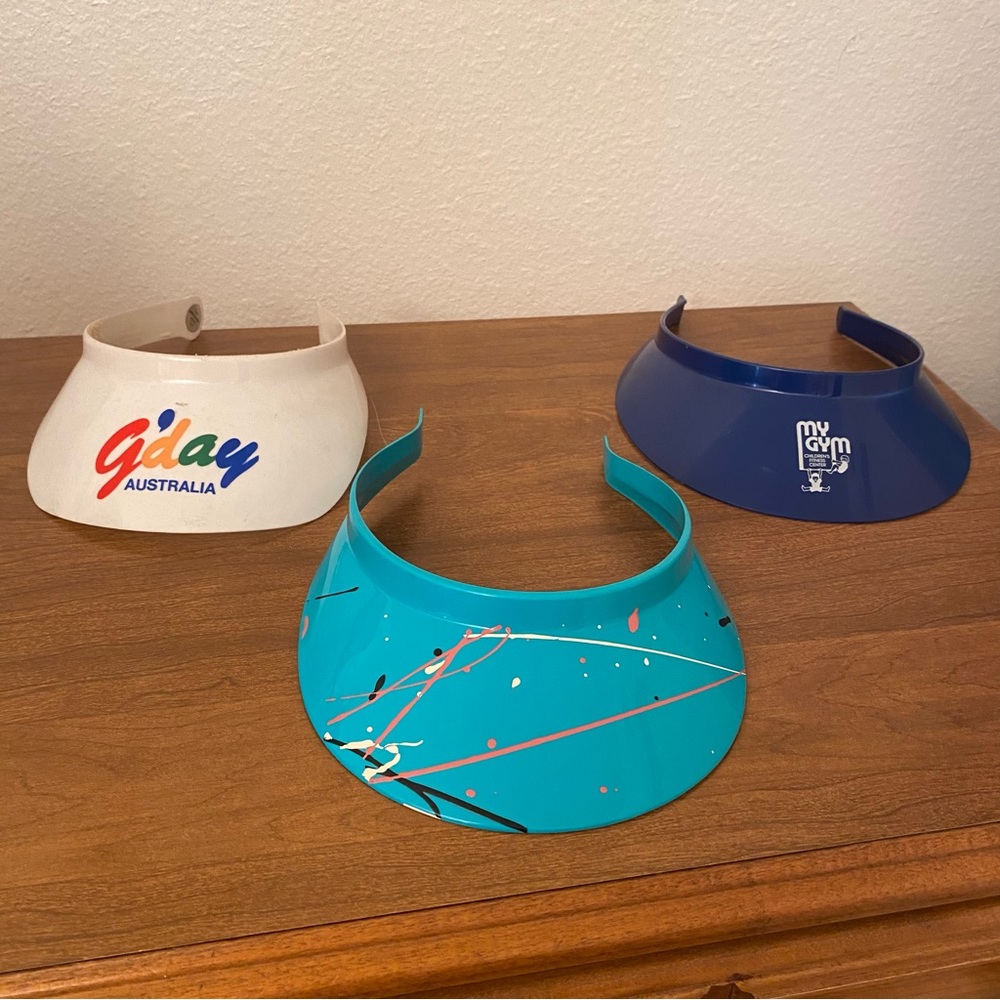 Vintage 90s Plastic Visors Set of 3 visor